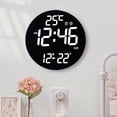 thumbnail image 2 of LED Digital Wall Clock - 3-Level Brightness Adjustment, Temperature & Week Display | Silent Operation & Calendar Function (Perfect for Home Decor & Accurate Timekeeping)-White Light Cloth Surface, 2 of 10