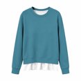 thumbnail image 6 of Women Layered Sweatshirt Sevevn Crew Neck Long Sleeve Fake Two Piece Casual Pullover Tops for Daily Casual Outfits, 6 of 7