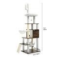 thumbnail image 2 of Dextrus 69" Wooden Cat Tree with Condo,Cat Tower Indoor with Self-Grooming Brush,Hammock, Scratch Post, Board and Detachable Cushions,for Kittens and Large Cats ,Rustic Brown, 2 of 6