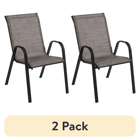 (2 pack) (2 pack) Mainstays Heritage Park Steel Outdoor Patio Dining Chair, Gray