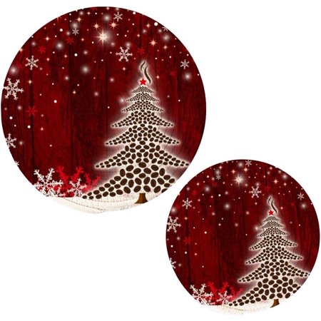 

Coolnut Christmas Tree Pot Holder Set of 2 Heat Resistant Round Cotton Hot Pads Table Mats Trivets for Hot Dishes/Pot/Bowl/Teapot/Hot Pot Holders 7 + 9