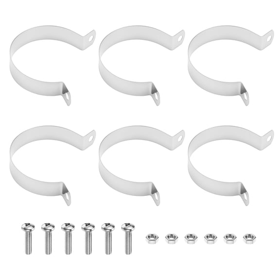 Uxcell 6-Pack Brace Bands Chain Link Fence Parts, 2 Inch Galvanized Steel Chain Link Brace Band with Bolts and Nuts for Fence/Gate