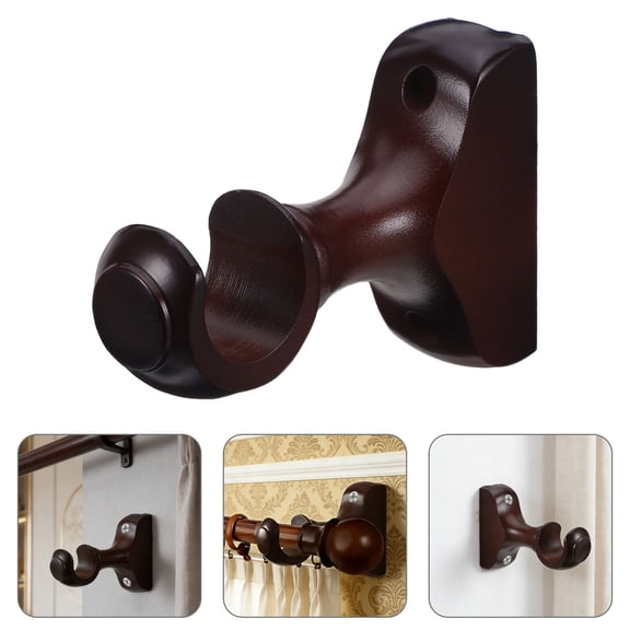ELAYARD 2-Pack Coffee Wood Curtain Rod Brackets, Support for Bathroom and Kitchen Window Drapery