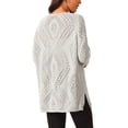 thumbnail image 3 of INSPIRE CHIC Women's V Neck Long Sleeve Hollow Cable Knit Loose Casual Pullover Sweaters, 3 of 4