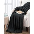 thumbnail image 3 of HOME SOFT THINGS COBIJA TEJIDA REVERSIBLE MANTA LIGERA SÚPER SUAVE Y ACOGEDORA -NEGRO CUERVO - 127X152.4CM, 3 of 5