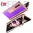 thumbnail image 3 of K-Lion for Samsung Galaxy Z Fold 3 Cross Pattern Case, Luxury PU Leather Hybrid Plating PC Hidden Kickstand Cover Shockproof Protective Folding Slim Hard Case for Samsung Galaxy Z Fold 3,Purple, 3 of 7