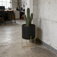 thumbnail image 7 of Large Metal Floor Planter with Stand | Modern Decorative Plants Pot with Drainage Holes for Living Room, Office, Garden or Balcony | 1-Pack, Black, 7 of 7