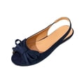 thumbnail image 2 of Xdegoge Slingback Flats for Women Peep Toe Elegant Layered Bowknot Decor Suede Like Slip On Dressy Casual Office Work Everyday Comfort Summer Footwear, 2 of 9