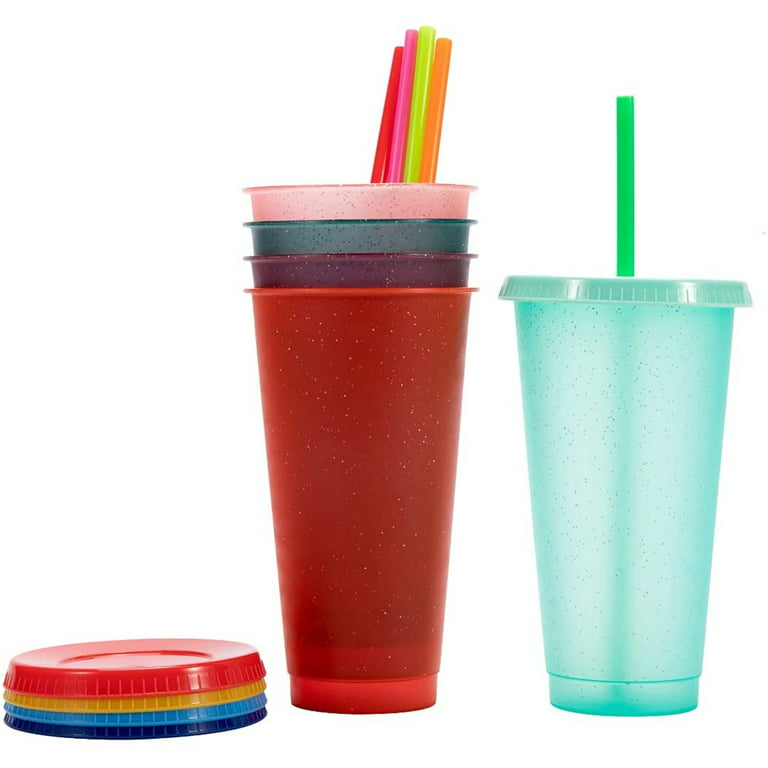 Portable Reusable PP Straw Cup Water Bottle Cup with straw Sequined Glitter  Drinking Cup Juice tumbler