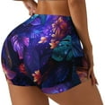 thumbnail image 1 of Balery Magic Colorful Forest Leaves Pantalones cortos de entrenamiento estampados para mujer, sin costuras, ajustados, para gimnasio, yoga, correr, deportes, ejercicio activo, fitness.-X-Large, 1 of 8