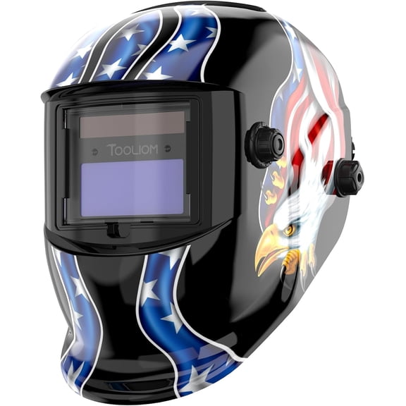 TOOLIOM Welding Helmet Solar Power Auto Darkening Welding Mask Adjustable Shade Range 4/9-13 for MIG TIG Stick Welder Mask Blue Eagle