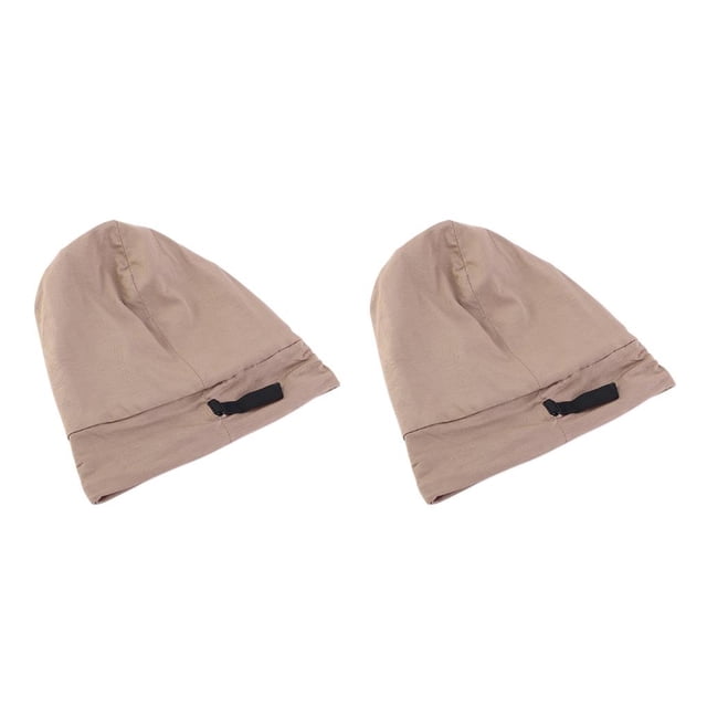 maskred Hats Autumn Turbans Unisex Baggy Cancer Satin Underscarf Sleeping Caps Adjustable Muslim Islamic Hijabs Wrap tan 2Set