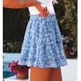 thumbnail image 3 of Pantalones cortos Aoudery Flowy para mujer, casual, bohemio, floral, azul, 3XL, 3 of 5