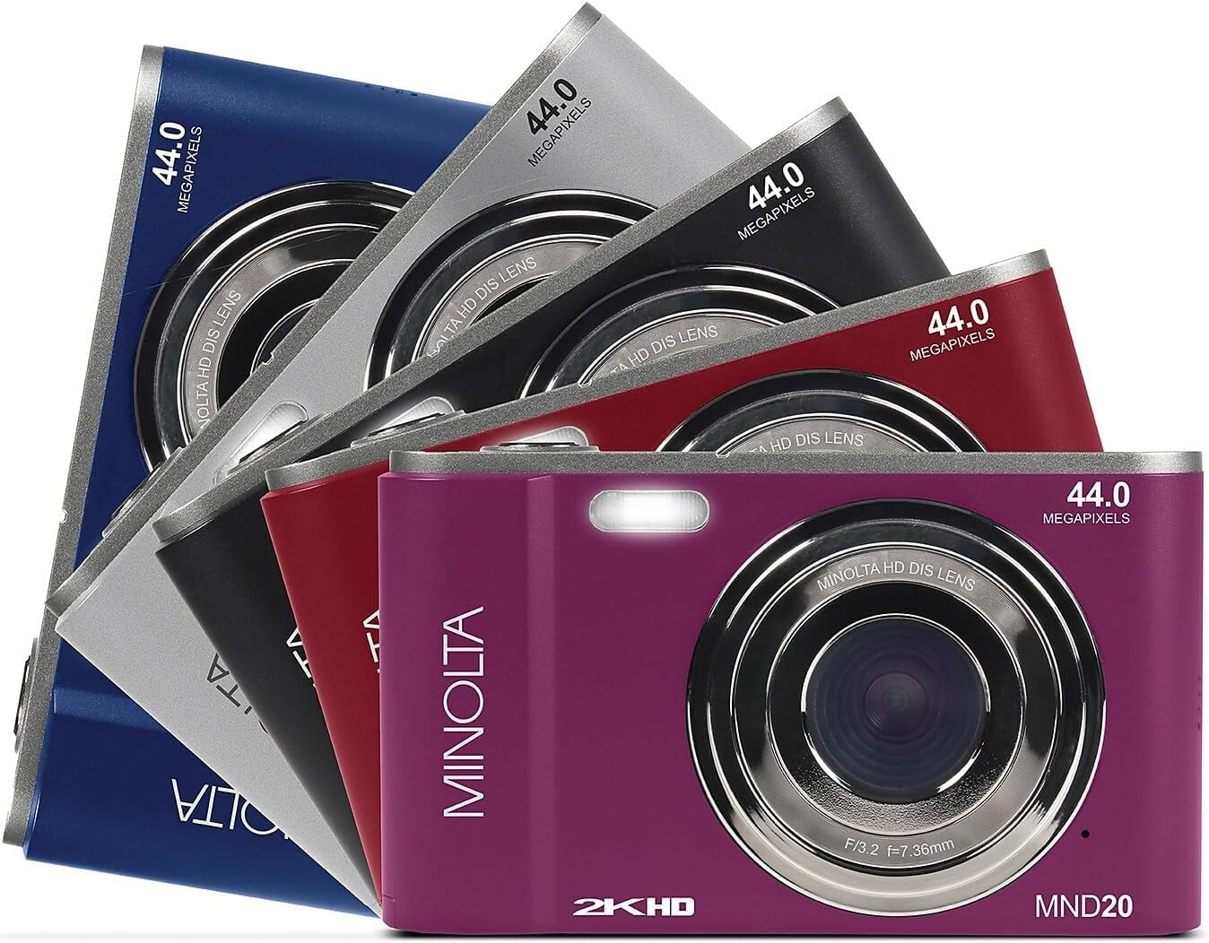 Minolta MND20 44 MP / 2.7K Ultra HD Digital Camera (Red) + 32GB Memory Card + 12" Tripod + Memory Card Wallet + More Bundle