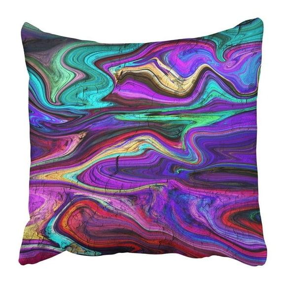 BSDHOME Colorful Abstract Mineral Agate Colored Architecture Banded Bands Chalcedony Closeup Crystal Floor Pillowcase Pillow Cushion Cover 20x20 inch