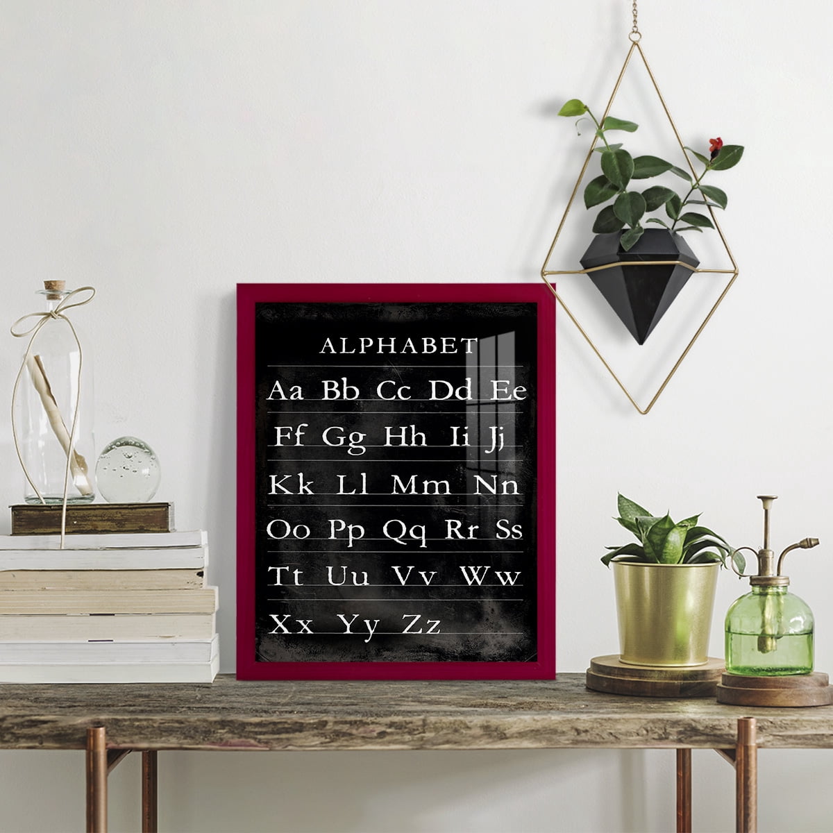 Alphabet Chart - Framed Print w/glass - Cherry Red