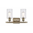thumbnail image 2 of 516-2W-AB-G802 Innovations Lighting Clymer - 2 Light Bath Vanity In Art Deco Style-12 Inches Tall and 16 Inches Wide-Antique Brass Finish-Clear Glass, 2 of 2