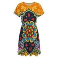 thumbnail image 4 of Mexican Talavera Flower Sundress Short Sleeve Dress Summer Women Clothes Dress for Women Dresses, 4 of 7