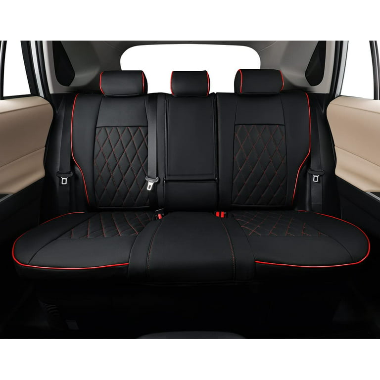 EKR Custom Fit Elantra Car Seat Covers for Hyundai Elantra SE,SEL,Hybrid  Blue 2021 2022 2023 - Full Set Leather(Black with Red Piping)