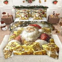 Castle Fairy Xmas Santa Claus 7 Pieces Bedding Comforter Set for Teens Girls Boys,Happy New Year Full Bedding Set Lightweight,Merry Christmas Fitted Sheet Flat Sheet,Luxury Bedroom Decor