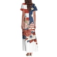thumbnail image 6 of Wutalume Summer Dresses Patriotic Print - V-Neck Short Sleeve Colorful Sundress for 4th July Parade, Womens Summer Dresses ,Navy L, 6 of 6