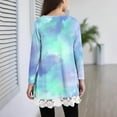thumbnail image 4 of aohooy Long Sleeve Shirts for Teens Tie Dye Boho Casual Crewneck Tunic Lace Trim Hem Trendy Blouses Cute Fall Pullover Loose Soft Tops Mint Green,12-13Years, 4 of 6