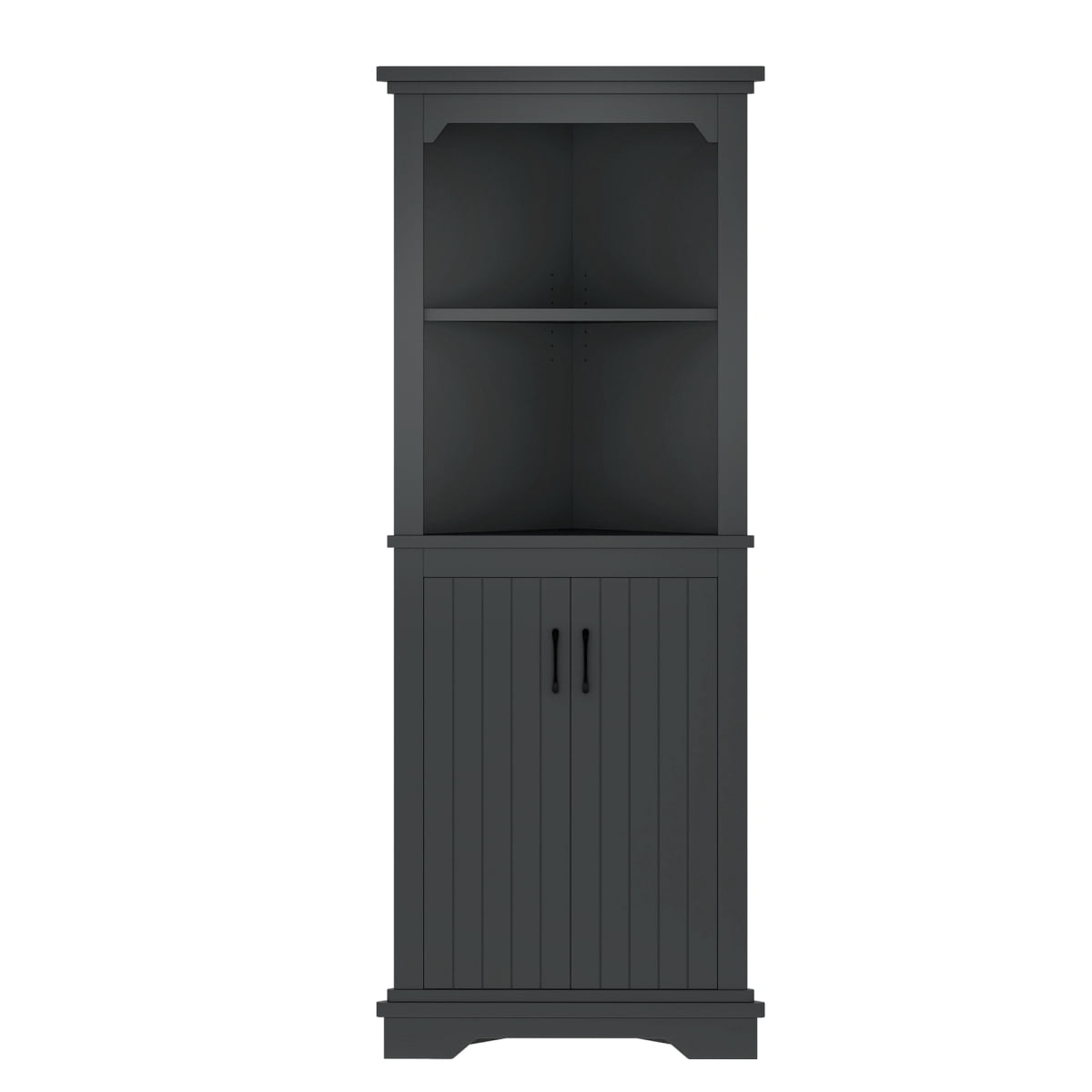 Tall Corner Cabinet with Doors for Living Room, 69.4" Storage Cabinet with Open Shelves, Space-Saving Corner Storage for Bathroom Dining Room Kitchen, Black