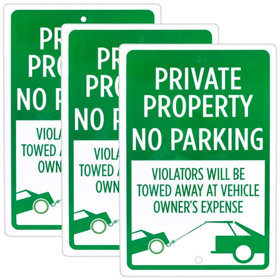 Bolthead Industrial Private Property Sign, No Parking Sign 18" x 12" 3 pack