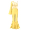 thumbnail image 3 of vastwit Kids Girls One Shoulder Flared Jumpsuit with Sequins Fancy Romper Disco Dance Party Outfit Gold 14, 3 of 6