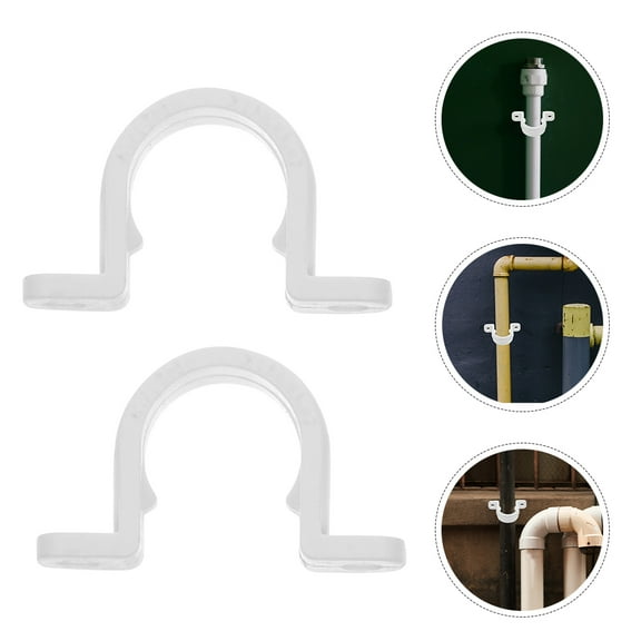 OUNONA 20pcs  Pipe Clamps Plastic U Brackets Heavy Duty Tube Strap Fixing Clips Pipes Fastener