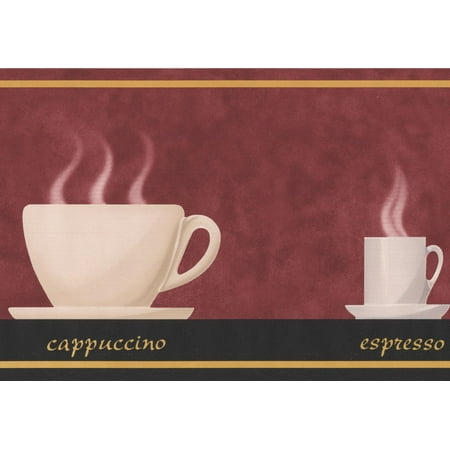 Coffee Cups Cheery Red Kitchen Wallpaper Border Vintage Coffee Cups Cheery Red Kitchen Wallpaper Border Vintage