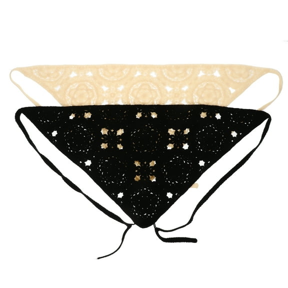 Phlegsive 2pcs Crochet Bandana Headband Triangle Hair Scarf Decorative Hair Bandana for Women