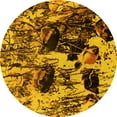 thumbnail image 1 of Ahgly Company Machine Washable Indoor Round Oriental Yellow Industrial Area Rugs, 7' Round, 1 of 4