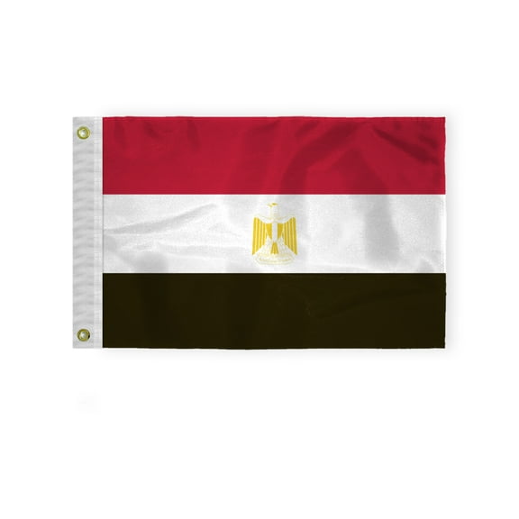 AGAS Egypt Boat Flag - 12x18 inch - 200D Nylon - Stitched Edges - Canvas Header Brass Grommets - Fade Proof - EG National Flag - Egyptian Flag Misr Flag