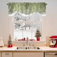 thumbnail image 2 of Green Snowflakes Tie Up Valances Curtain, Winter Xmas Green White Nature Snow Scene Adjustable Rod Pocket Short Window Treatment Tie Up Curtains Valances for Kitchen Living Room Bathroom 42x12 Inches, 2 of 9