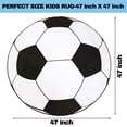 thumbnail image 6 of SARAG 47in Ball Game Area Rug, Round Non-Slip Soccer Carpet, Soccer Kids Bedroom Rug Living Room Pad Computer Chair Pad, Black White, 6 of 9