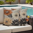 thumbnail image 4 of Burnt Orange Grey Black Flower Outdoor Waterproof Pillow Covers, Spring Floral Botanical Decorative Square Throw Pillowcase Sofa Cushion Sham for Patio/Couch/Chair, 18"x18" 2 Pack, 4 of 8