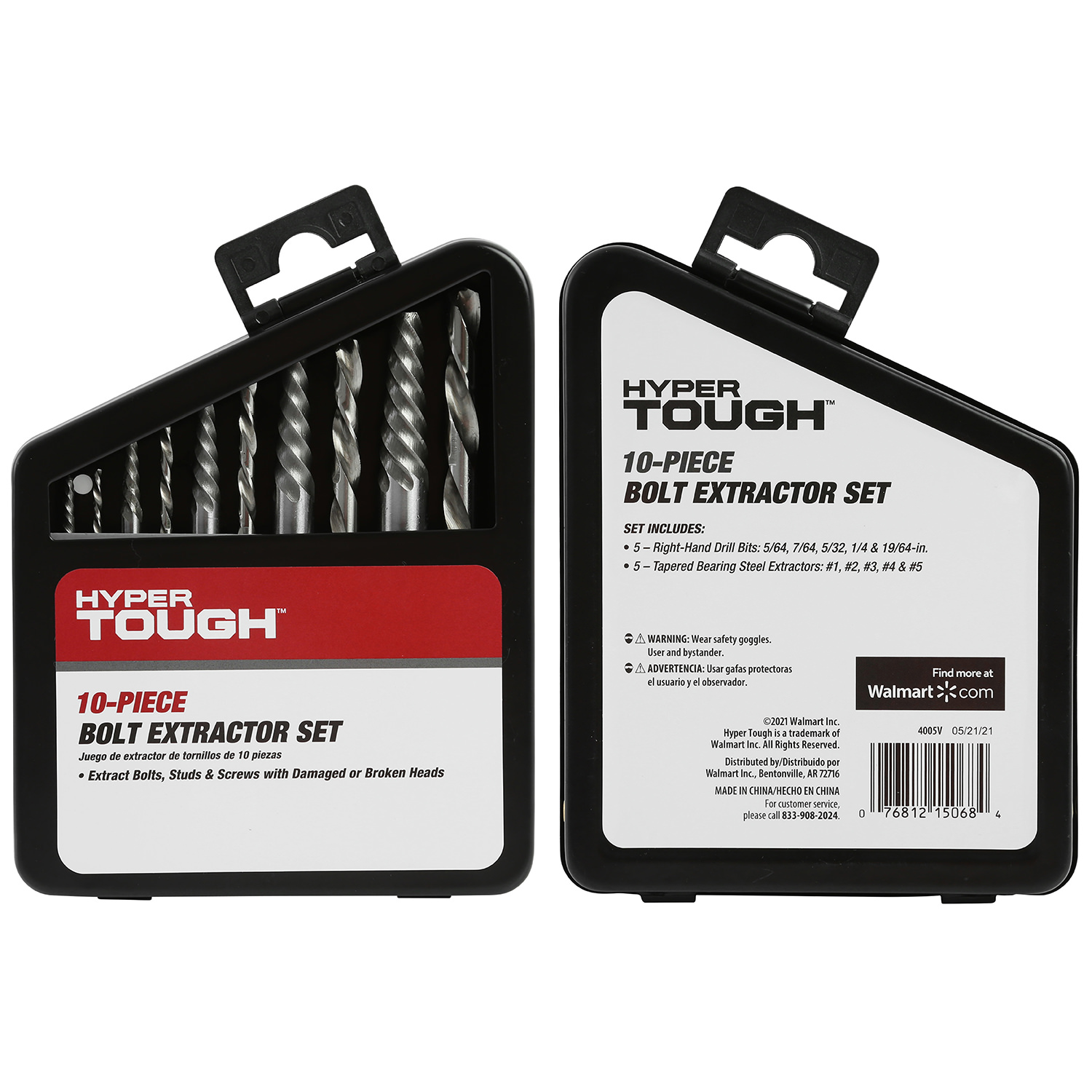 Juego de brocas de acero de alta velocidad y extractores de tornillos Hyper Tough de 10 piezas con estuche, 4005V 5