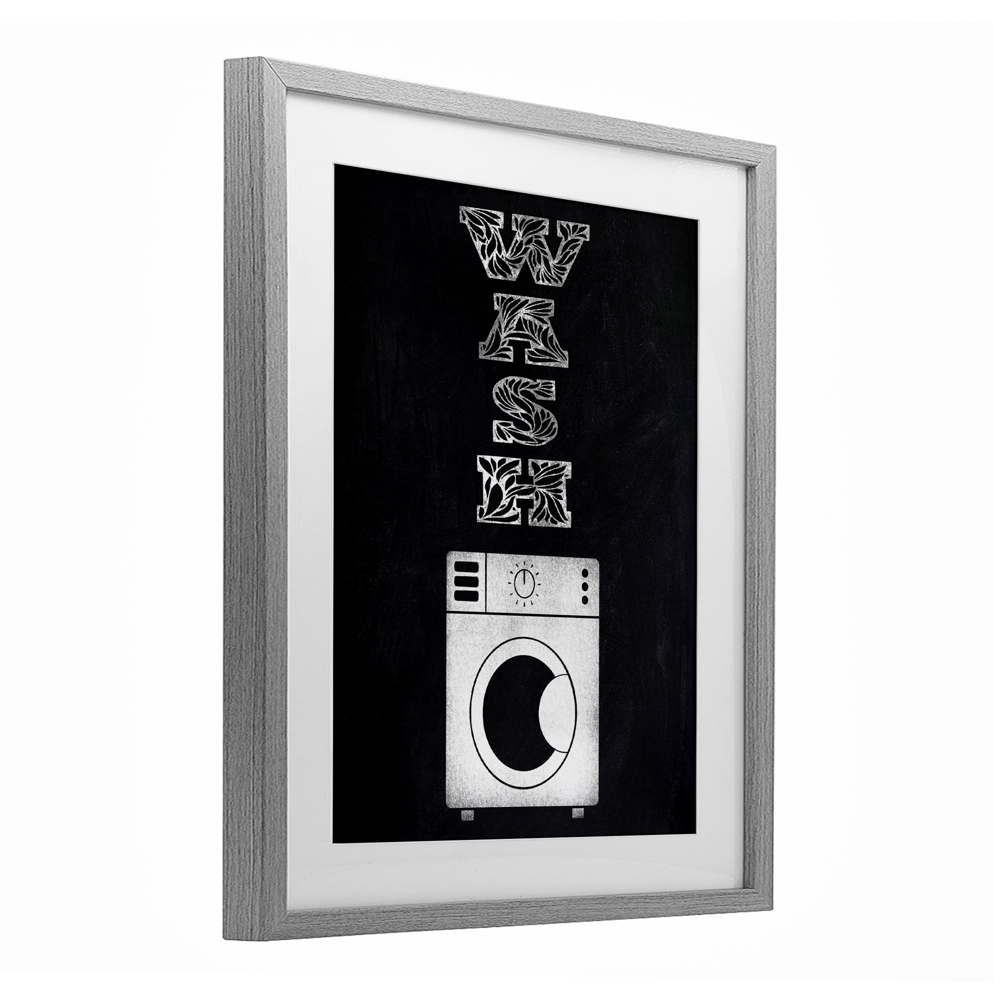 Laundry Wash Ornate Letters Gray Framed Print Under Glass, design by Marcus Prime
