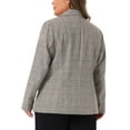 thumbnail image 4 of Agnes Orinda Blazers for Women Plus Size Plaid Notched Lapel Long Sleeve Business Casual Blazer Jackets 1X Brown Beige, 4 of 7