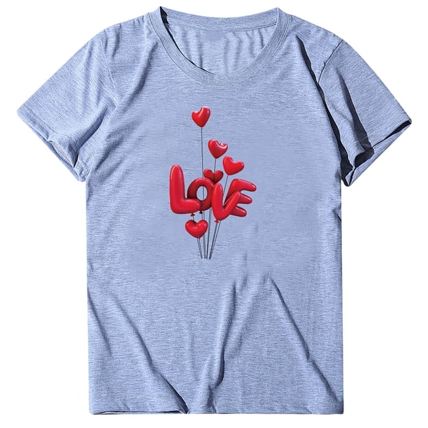 Camiseta de manga corta con cuello redondo y estampado de San Valentín para mujer Fridja gope1195