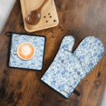 thumbnail image 5 of Pioneer Flower Floral Print Pattern Kitchen Oven Mitt and Pot Holder Sets 2 Pcs for Baking, Cooking and Grilling, Heat Resistant Up To 392 °F, 5 of 7