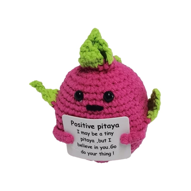 Ramiter Handmade Wool Crocheted Cute Doll Peach Dragon Fruit Funny Expression Bag Crocheted Buckle Pendant Pendant