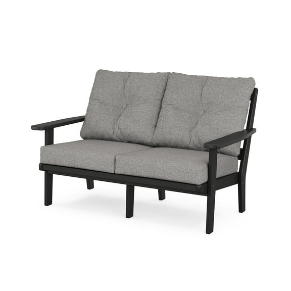 POLYWOOD® Prairie Deep Seating Loveseat in Black / Grey Mist