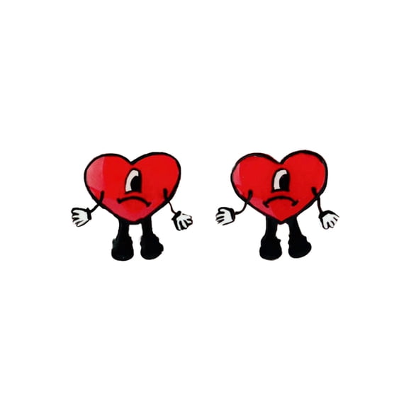 Aretes artesanales de corazones rojos