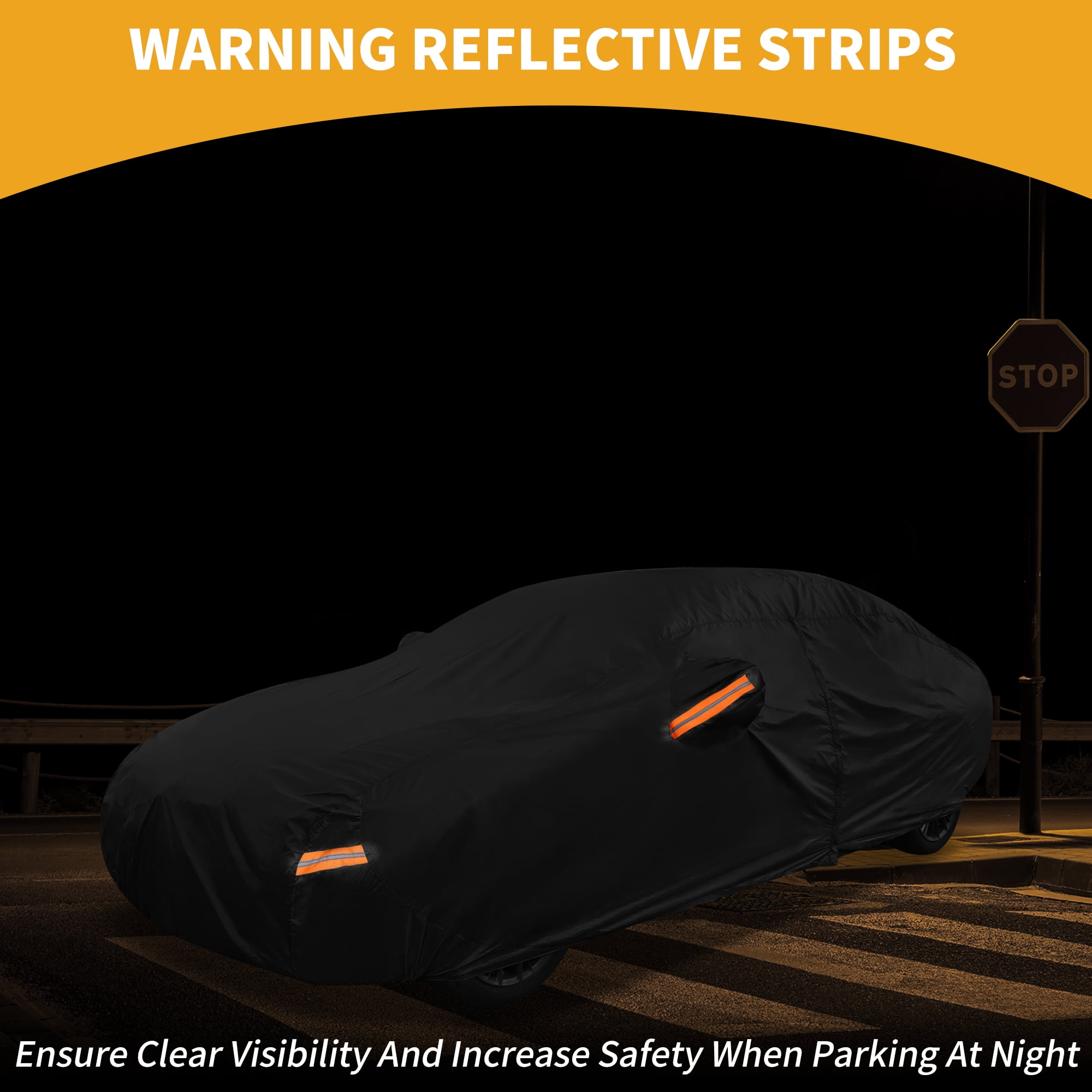 Unique Bargains Universal Car Cover Waterproof Black 177.17"x70.87"x49.21"