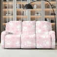 thumbnail image 2 of ZIATUBLES Recliner Sofa Covers Stretch Reclining Couch Slipcovers, Paw Love Heart Pink Printed Recliner Chair Cover for 3 Seat Furniture Protector with Side Pockets for Pets, 2 of 9