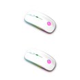 thumbnail image 2 of Injueey Ratón inalámbrico de 4 teclas para computadora con USB 1600DPI Ratones ópticos ergonómicos recargables ajustables Accesorio de viaje para Blanco 2piezas, 2 of 5