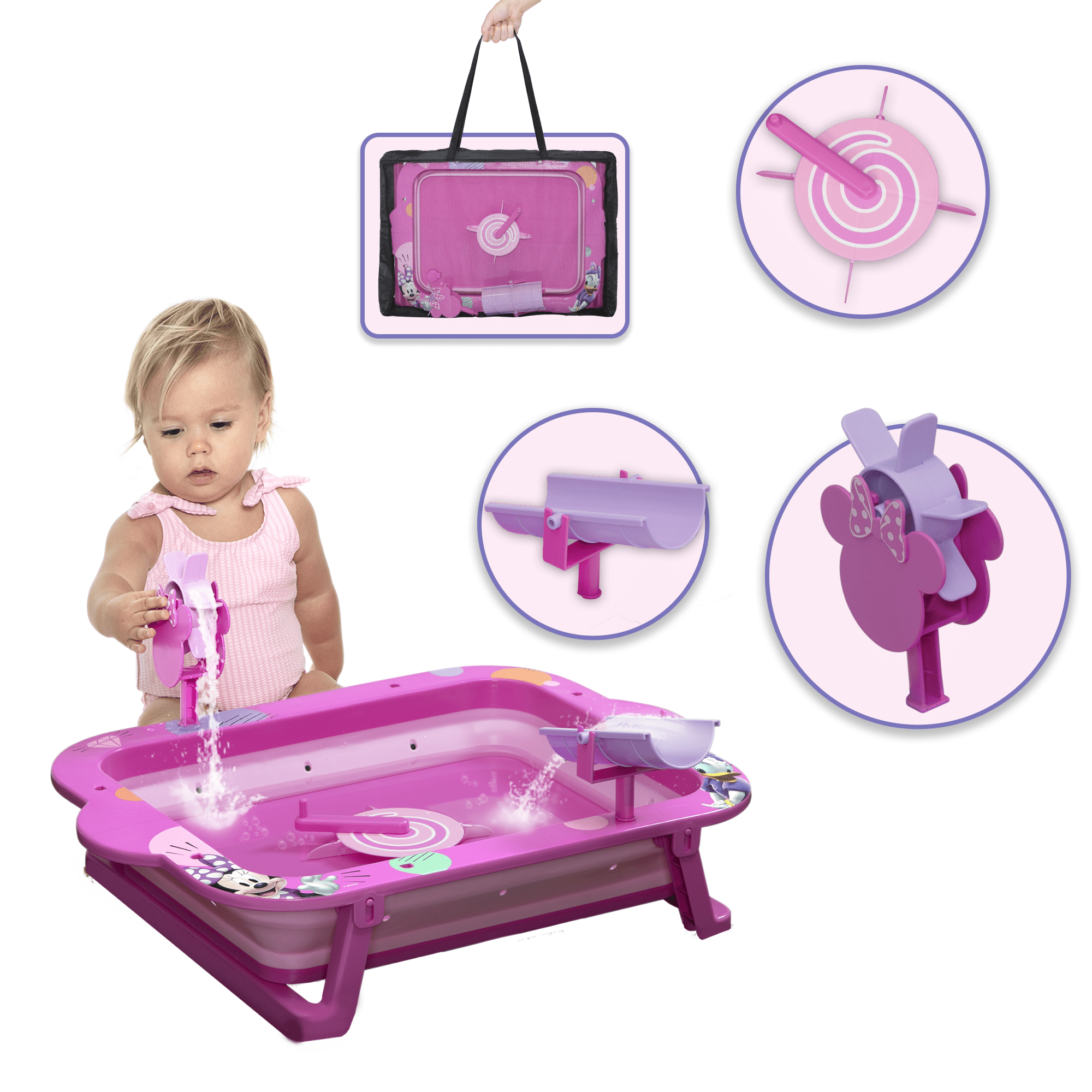 Disney Minnie Mouse Water Activity Table by Delta Children - Collapsible & Portable - Ideal for Travel, Pink