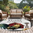 thumbnail image 4 of Farmhouse Rooster Round Area Rug 5Ft Washable Circle Rugs for Living Room Bedroom, Rustic Red Barn Windmill Sunflowers Non-Slip Carpet Floor Mats Indoor Outdoor Carpet Runner Aesthetic Home Decor, 4 of 8